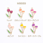 M8689-1  18個  エポチャーム チューリップ カン付き 15×26mm ゴールド 3X（6ヶ）