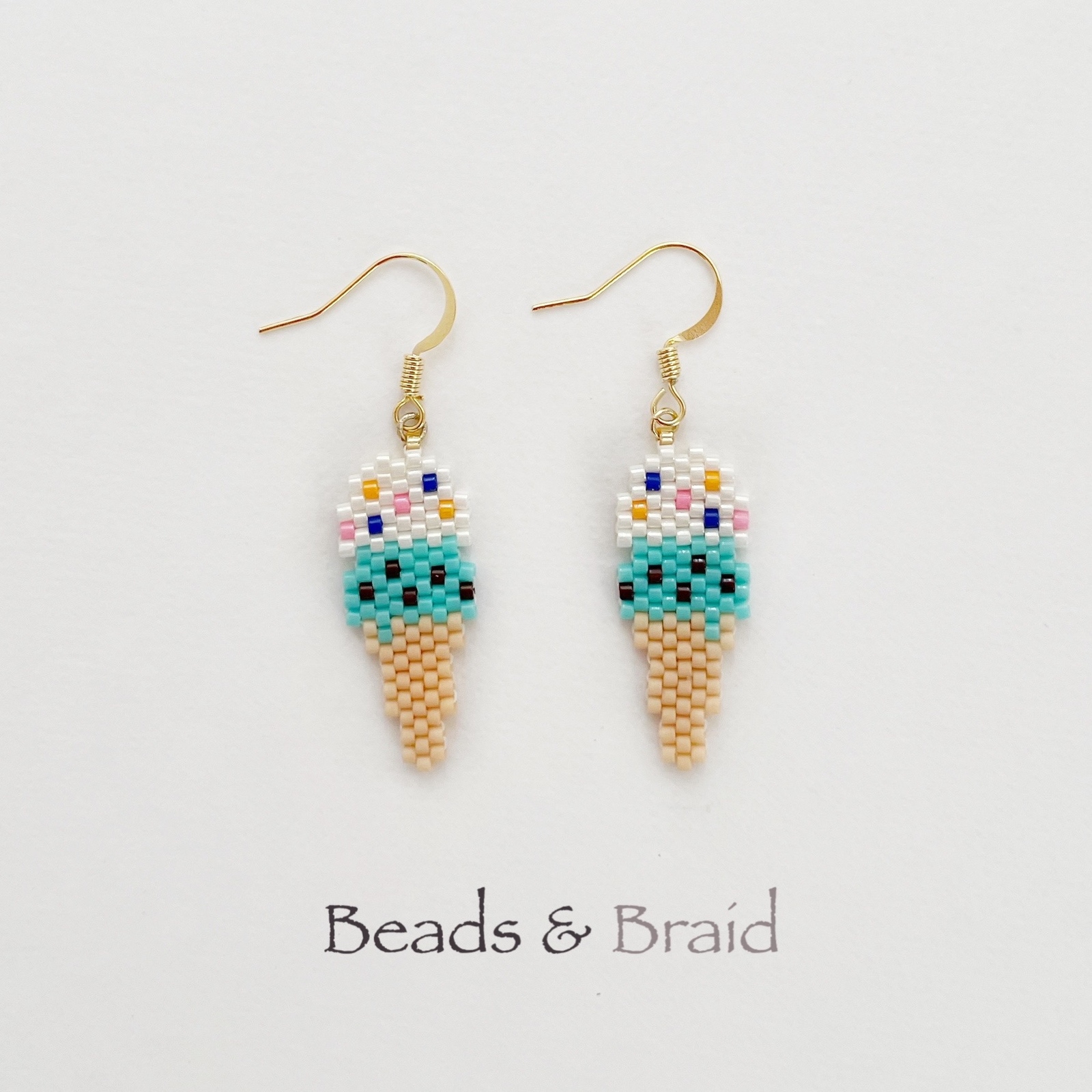 再販】デリカビーズピアス/イヤリング アイスクリーム Beads  Braid minne 国内最大級のハンドメイド・手作り通販サイト