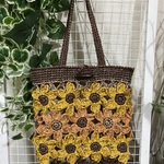 (sale)46-4.夏糸の黄色い花モチーフサマーバッグ
