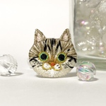 【 オーダー 】キジトラ猫さんの刺繍ブローチ 小サイズ  ハンドメイド kagisippo7 