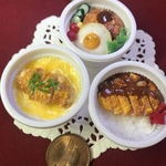 弁当お持ち帰り用  ミニチュアフード  カツカレー ロコモコ丼 カツ丼３点