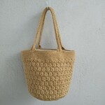 【キャ様専用販売ページ】リニューアル!!花網み模様の麻ひもバック（Ｌ）手下げ＆肩掛け２WAY