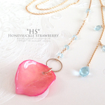 【ご予約品】バラの花びらとアクアマリンのラリエット Rose petal(K14GF)