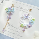 タティングレース　紫陽花のアシンメトリー　ピアス/イヤリング