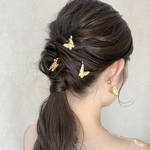 MA99 ヘアピン ウェディング　ブライダル　ゴールド　花嫁　ヘッドアクセサリー　結婚式飾り ヘッドドレス ヘッドアクセサリー ちょうちょ 結婚式　前撮り　花嫁　フォトウェディング