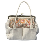 がま口ショルダーバック :  キャンパスオレンジバード