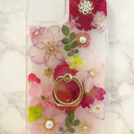 iPhoneケース､iPhoneカバー､押し花ケース､スマホケース､押しフルーツ､押し花､押し花カバー､スマホカバー､押しフルーツケース､押しフルーツカバー､Android 花 花柄リング付き、お花