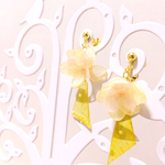 【春到来】＊ドライフラワー×生革イヤリング＊イエロー