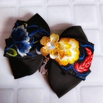 インド刺繍　レトロ　リボンバレッタ　黒