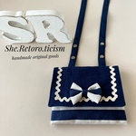 ◎シフォ・・さまオーダー品　☆  Navy border  セーラーカラー風ポシェット☆   