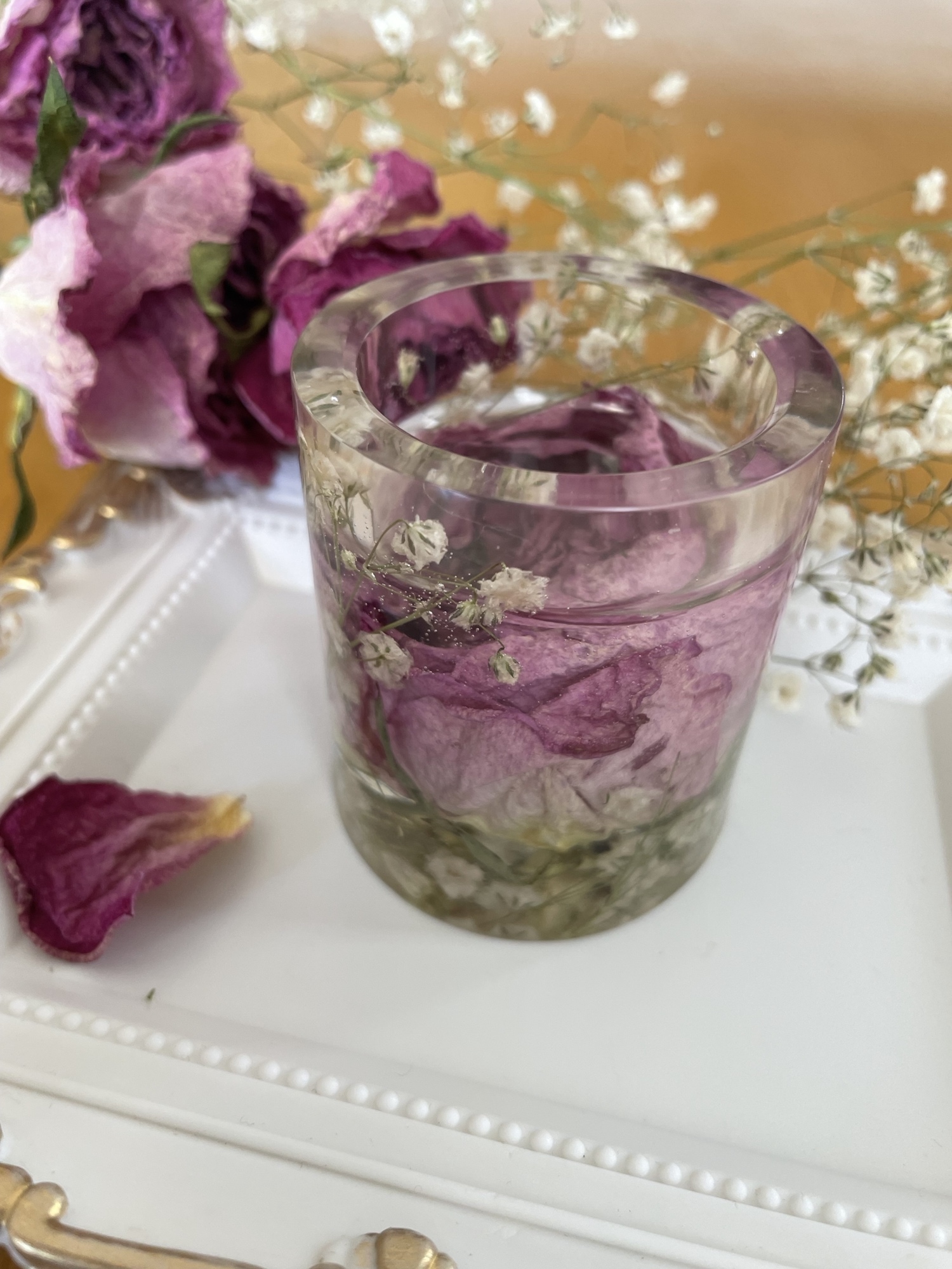 薔薇）ドライフラワーのキャンドルホルダー キャンドル ホルダー