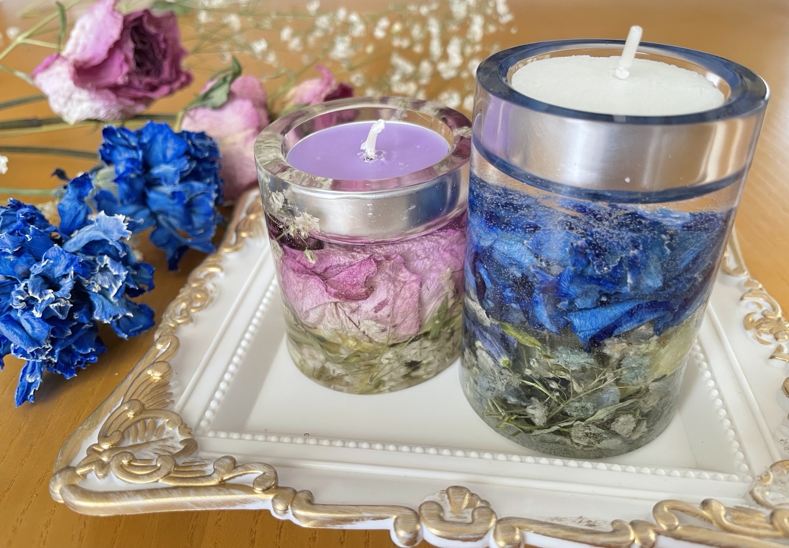 薔薇）ドライフラワーのキャンドルホルダー キャンドル ホルダー