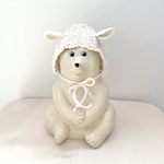 しろくま貯金箱　ゆるひつじさん頭巾