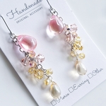 薄桜の雫✨キラキラ鈴なりピアス✨ステンレスフック/イヤリング変更可/