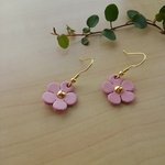 【送料無料】春＊FLOWERレザーピアス(シェルピンク)