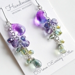 紫陽花のキラキラ鈴なりピアス✨ステンレスフック/イヤリング変更可/