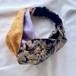 ボタニカルのヘアターバン/ヘアバンド(からし色アラベスク)