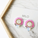 ピンクの貝殻♡  ビーズ刺繍ピアス/イヤリング