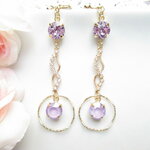 ~Purple gradation〜春の訪れ〜【イヤリング】ゆらゆら揺れる  ロング　春　スワロフスキー  　ネジバネ式イヤリング/ロングイヤリング　