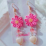 送料無料❤️187パールハートレースフラワーピアス／イヤリング❤️ピンク