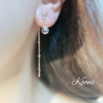 イヤリング/2wayイヤリング/華奢イヤリング/シンプルイヤリング/オフィスイヤリング/クリスタルイヤリング/上品イヤリング/大人可愛いイヤリング/樹脂ノンホールピアス