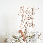 木製［送料込］ケーキトッパー ［ Best Day Ever ］ウェディング　ウェディング　結婚式　ウェディングケーキ　ウェディングアイテム　結婚祝い