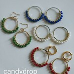 ビーズまきまきピアス(レッド)