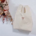 《Mサイズのみ》くま刺繍のトートバッグ*名入れOK/プレゼント/プチギフト/サブバッグ