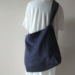 【訳あり・特別価格】シンプル＊リネン＊ショルダーバッグ　斜めがけ（濃紺）ネイビー