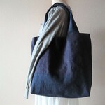リネン＊肩がけトートバッグ（濃紺） ネイビー