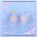 ローズクオーツ薔薇ピアス