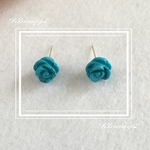 ターコイズ薔薇ピアス