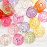 330→150円 穴あきクリアボタン 40個 13mm ① ランダム アンティーク風 透明 軽い カラフル
