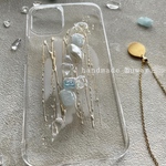 ✴︎新作✴︎ ニュアンスiPhoneケース　アクアマリン×水晶