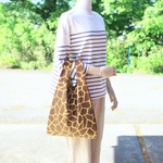 洗える折り畳みレジバッグ＊キリン柄