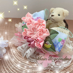 【わんちゃん／ねこちゃん用3wayリボンチョーカー】ピンク紫陽花