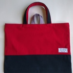 ~Mapio0123様専用ページ~（ループつき）キャンバス生地（レッド＆ネイビー）の手提げ袋（レッスンバッグ）