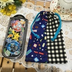 【再3】可愛い電車23×15❤️ラスト①男の子コップ袋、お箸ケース袋、縦長給食袋