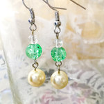 ☆パステルピアス☆  〜＊ホワイト＆グリーン＊〜♬春色SPRING＊桜・若葉・スズラン＊新生活♬イヤリング変更可☆