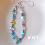 Summerビーズストラップ🦋スマホストラップ💜サマーブルー✨/MIMI.