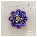 Purple Flower ビーズ刺繍ブローチ
