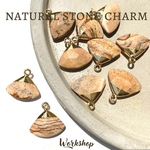 【2pcs】天然石　ファンチャーム　ピクチャージャスパー22096