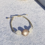 オレンジとホワイトのムーンストーンのマクラメブレス