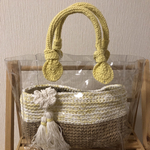 夏にぴったりのクリアbag&麻紐とコットン糸の2wayバック(イエロー)
