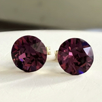 スワロフスキー　クリスタル　アメジスト　ピアス　6mm                        パープル　紫　紫水晶　透明　葡萄　紫紺　ぶどう　桑の実