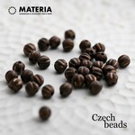 チェコガラスビーズ　メロンビーズ　マットブラウン&ブロンズ　10個　かぼちゃビーズ　チェコビーズ　茶色　プレスビーズ　ツヤ消し　スペーサービーズ