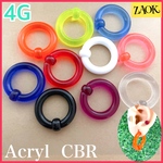 （送料無料）ボディピアス  4G 1個 アクリル CBR　片耳 キャプティブビーズリング　10カラー 拡張　イヤーロブ　ホールトゥ　アレルギーフリー　カラフル　軽い