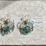 No.51 【coming soon】大ぶりフラワースカイオーロラ　ピアス&イヤリング