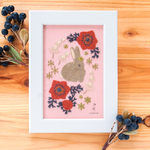 【刺繍キット】ウサギとアネモネの額装