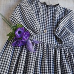 モノトーン×チェックのおしゃれ割烹着